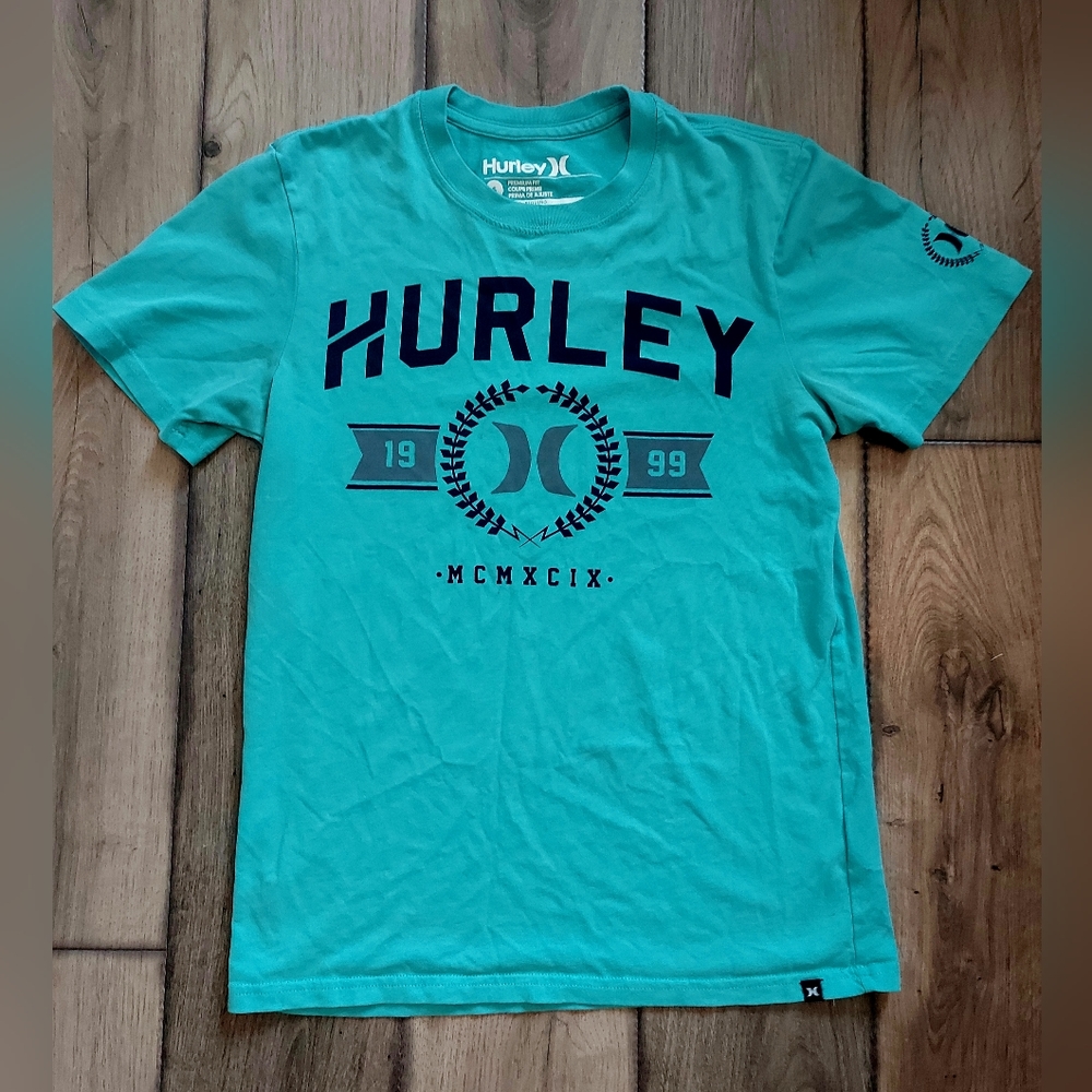 Hurley × Nike dri-fit Mens Small Athleisure Teal Logo Tee